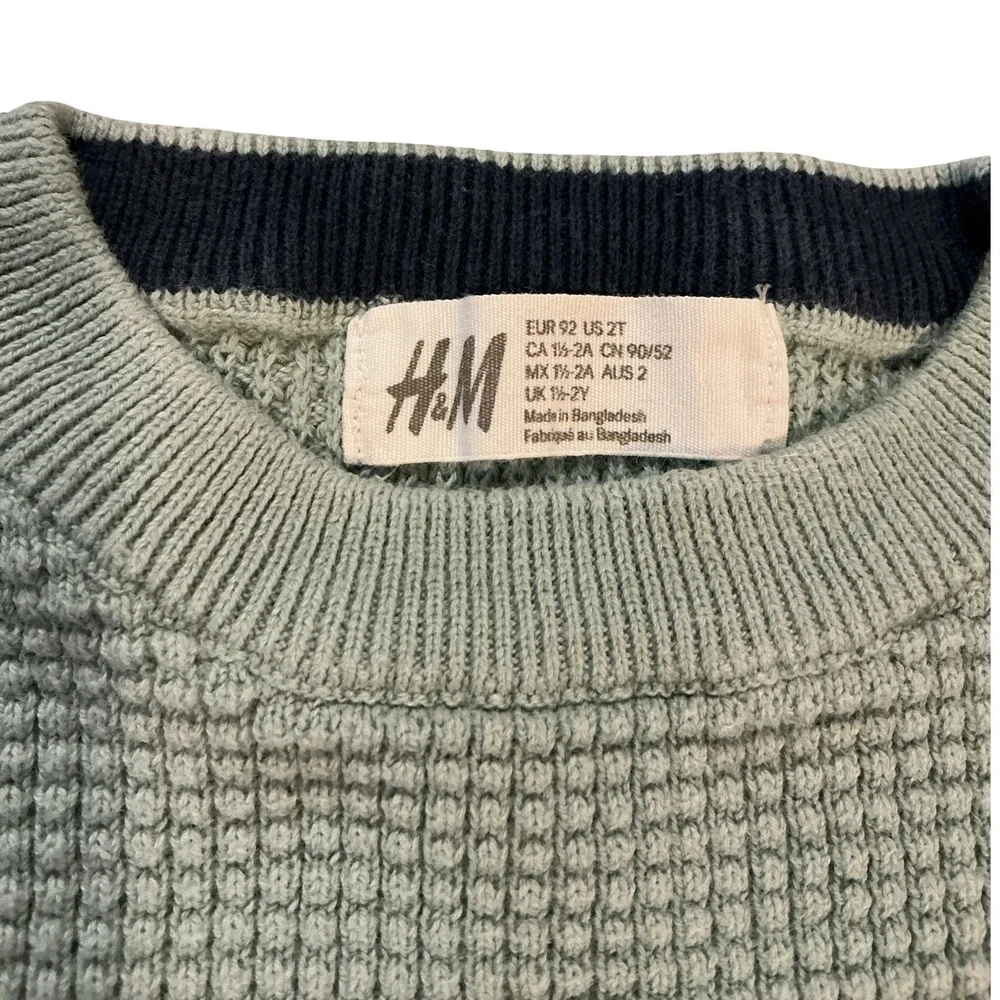HM Kids 2T Waffle Knit Sweater‎ and Jogger Pants Set Sage Green Mustard Yellow